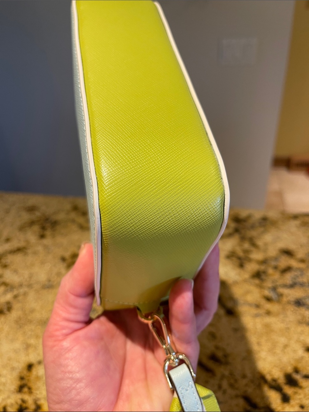 kate spade pastel blue and lime crossbody with striped strap - Picture 6 of 7